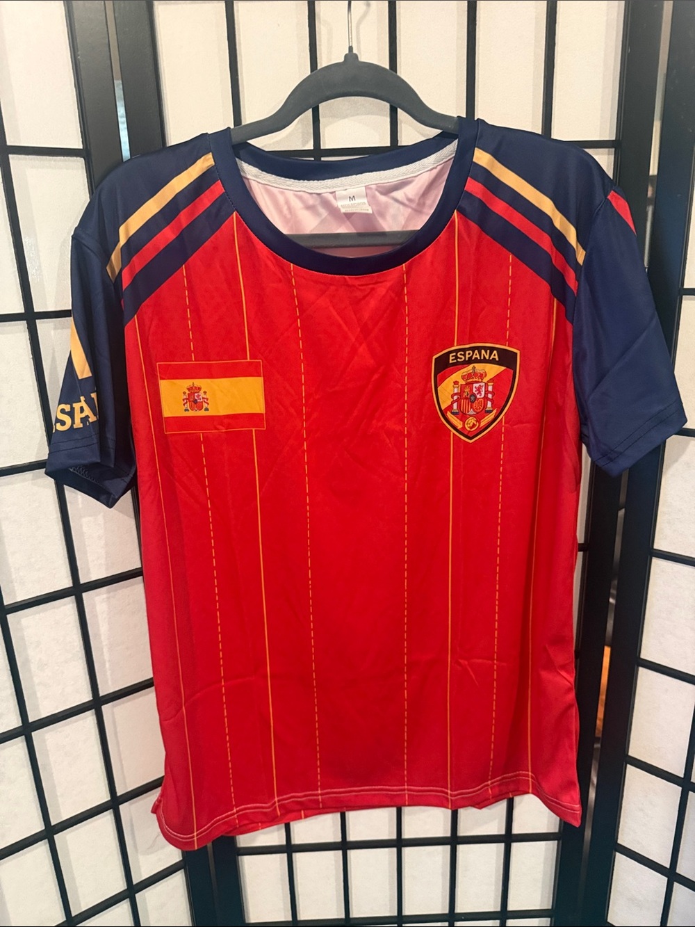 Kids Espana Soccer Jersey in Red & Navy